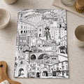 A rectangular kitchen towel with Alnwick Northumberland montage